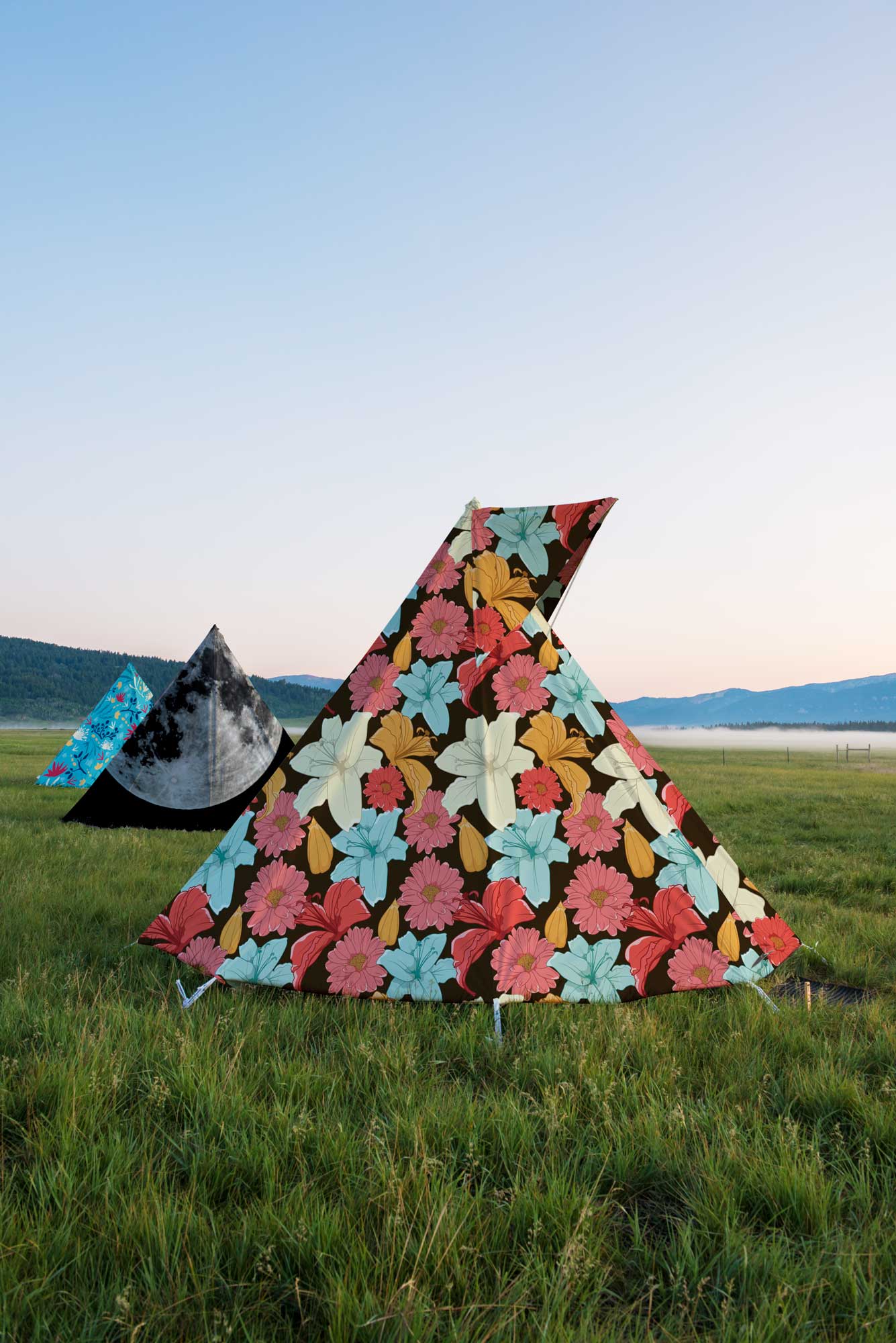 Printed festival tents